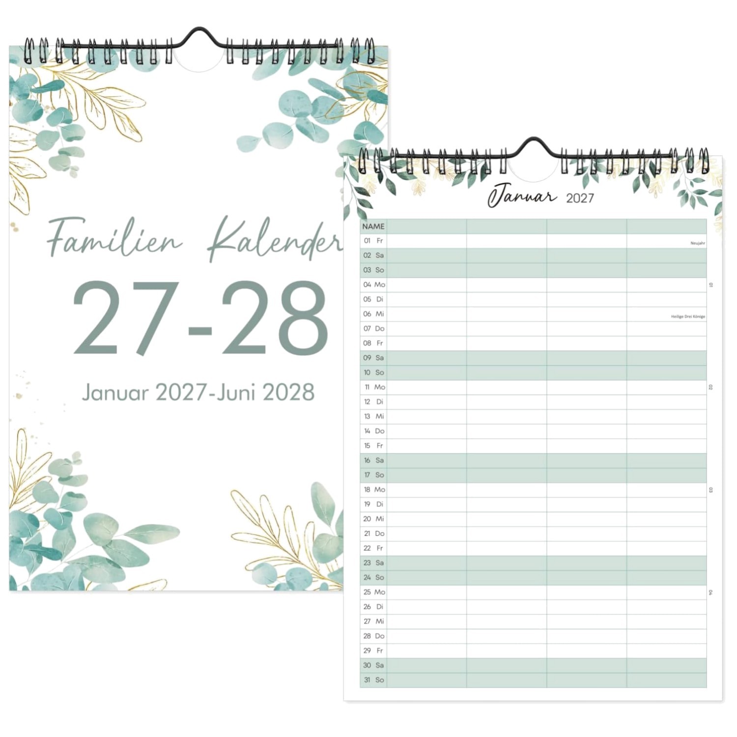 Familienkalender 2027/2028 Wandkalender 18 Monate 4 Spalten Planer