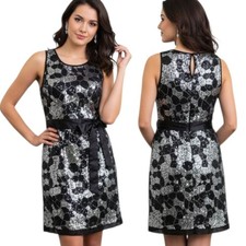 FOREVER 21 Silver & Black Sequined Cocktail Dress - Size S