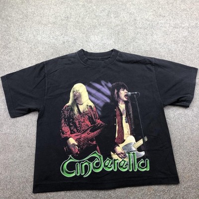 Vintage Cinderella Shirt Mens Large Black 2000 Tour Rock Band Graphic Tee Y2K