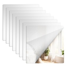 12" x 12" Acrylic Mirror Tiles, 8 Pack Self Adhesive Acrylic Square Mirrors f...