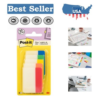 Assorted Sticky Tabs, 2in x 1.5in - Durable Color-Coded Organization (30 Count)
