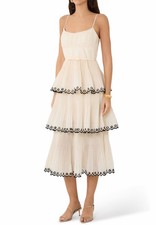 ZIMMERMANN Dress Tiered Embroidered Georgette Midi $ 950 Size 3
