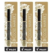 Pilot Gold Metallic Permanent Paint Marker, Extra Fine Point, 3-PACK 41701 