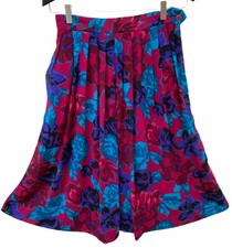 Vintage Bright Floral Cottage Romantic Flowy Full Pleated Skirt Made USA