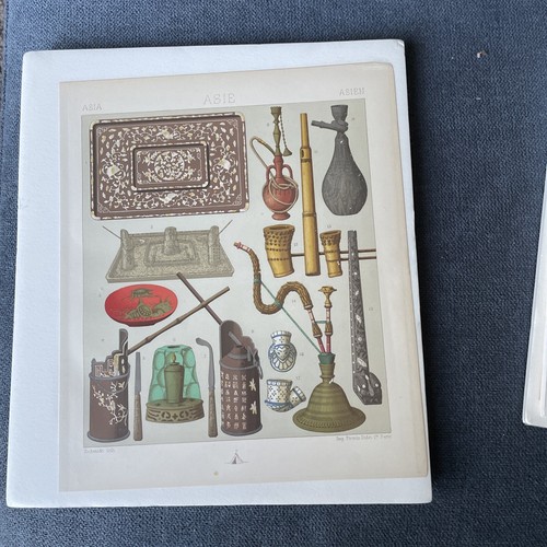 Vintage Asia Traditional Smoking Devices Pfeifen 19. Jahrhundert Lithographie siehe Bild - Bild 4 von 6