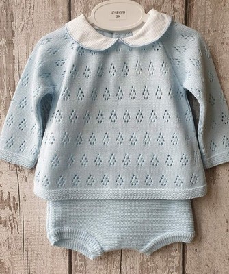 baby boy blue knitted outfit