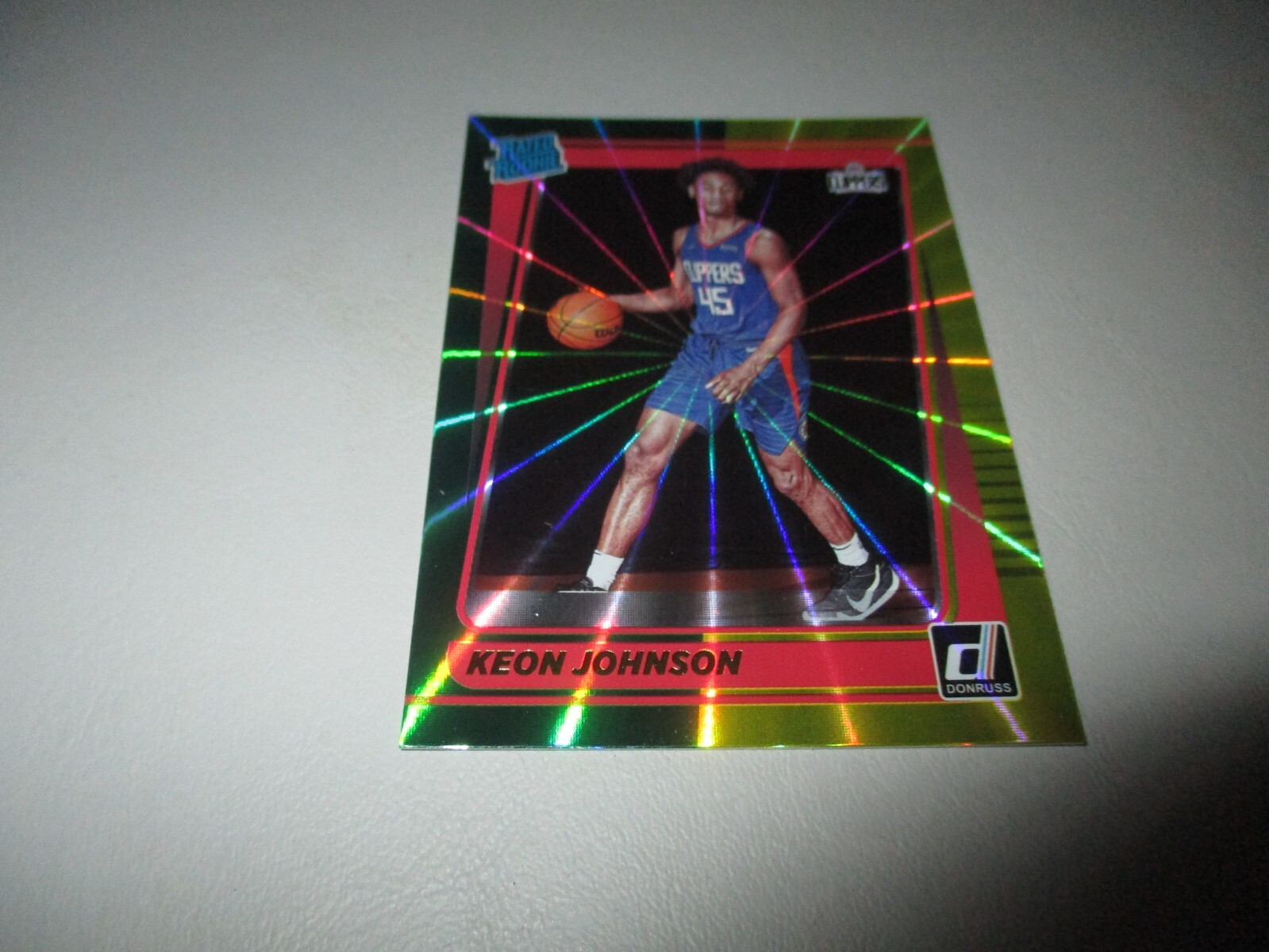 Keon Johnson 2021-22 Panini Donruss Rated Rookie Green Yellow Prizm RC #242