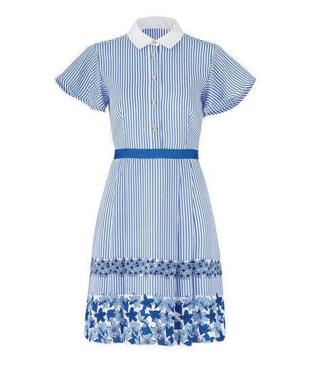 Draper James willowick floral blue stripe collar shirtdress size 0