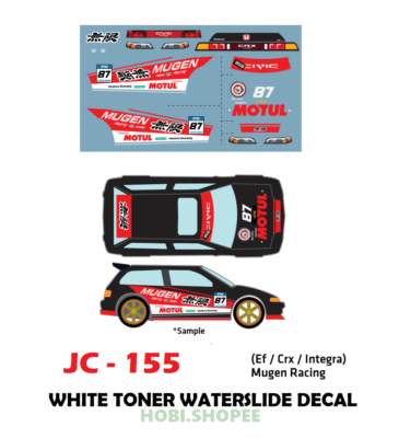 JC-9155 White Toner Waterslide Decals M_RACING For Custom 1:64 Hot