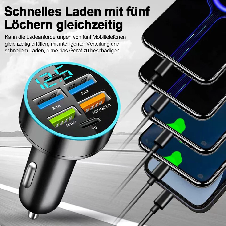 Auto 66Watt Schnell Ladegerät USB & USB-C | Handy Stecker KFZ Zigarettenanzünder - Bild 2 von 4