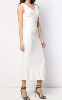 VICTORIA BECKHAM ベルト付き ミディワンピース ドレス Victoria Beckham Dress White Frill Him Belted Midi Triple