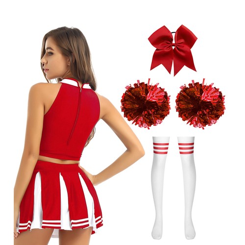 Womens Cheerleader Costume High School Girl Halloween Party Cheerleading Outfit - Picture 53 of 141