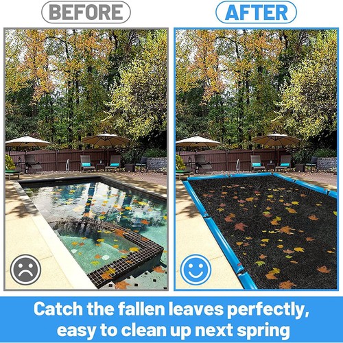 Pool Leaf Net Cover Micro Mesh Rectangular Pool Water Draining Winter Cover - Picture 6 of 14