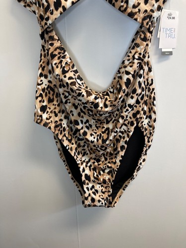 Time and Tru Women’s XL 16-18 Brushed Cheetah Ring Cut Out One Piece Swimsuit - Picture 7 of 10