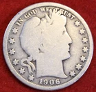 1906-O Barber Half Dollar 90% Silver Coin Circulated BH514 B1