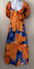Tabitha Brown for Target Sz 16W Bold Floral Bow tie back midi dress Cotton EUC