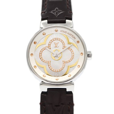 LOUIS VUITTON Tambour Moon Divine PM QA017Z Diamond White MOP Women Quartz