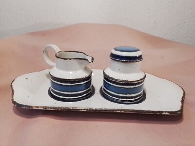 Stonehenge Midwinter Moon Blau,Milch & Zuckerset,mit Tablett,Vintage 
