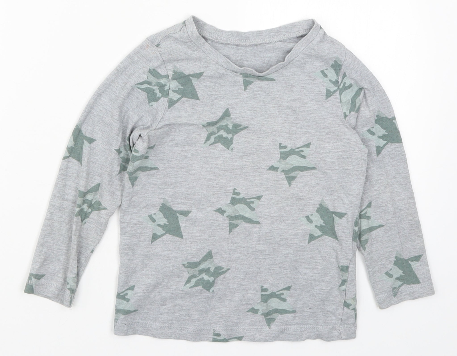 George Boys Grey Cotton Blend Pyjama Top Size 4-5 Years Stars