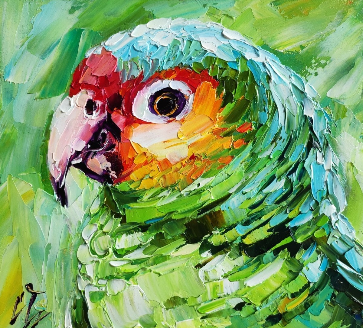 original oil painting Parrot bird pet portrait artwork animals 