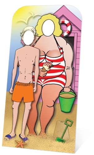 Seaside Couple Stand In Cardboard Cutout Figure 186cm Tall - Great for Photos