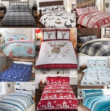 100% Brushed Cotton Flannelette Reversible Duvet Quilt Cover Bedding