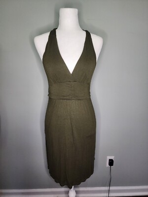 ebay halter dress H&M Halter Dress Sleeveless Tapered Black Silver Gold Snake Print Size 4