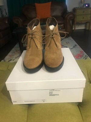 M Grigiarancio Made in Italy Crosta Tobacco Suede Wedge Booties