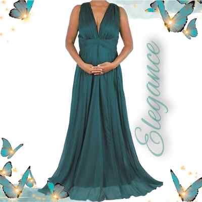 ASOS Design Forest Green Bridesmaid Pleated Maxi (floor length) Dress | eBay
