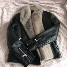 Whistles Faux Fur Leather Jacket Uk Size 8