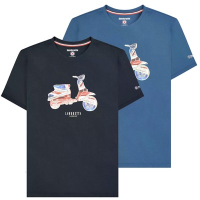 Herren Lambretta Classic Carnaby Scooter Mod Ska Freizeit T-Shirt Größen M bis 4XL