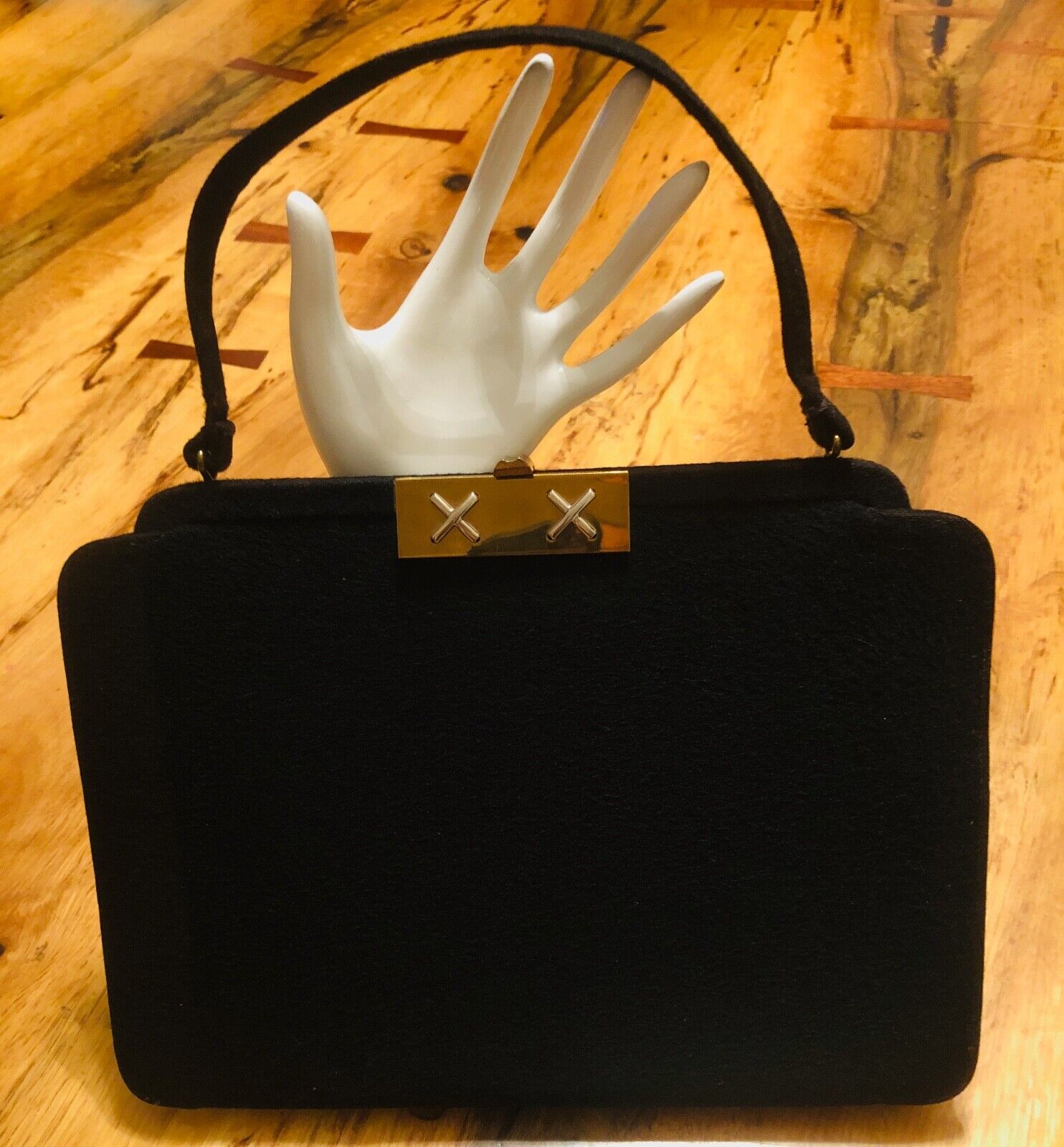 VINTAGE 50's rare Handbag bobbie jerome  Black Fe… - image 10