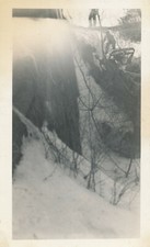 WWII 1940s US Army photo truck being towed to top of quarry, part way up