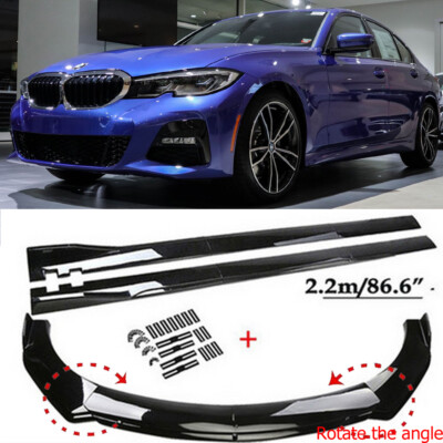 Front Bumper Lip Spoiler + Side Skirts For BMW G20 330i M340i 2019-2022 M Sport