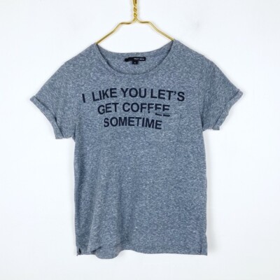 Tally Weijl Graphic Print Short Sleeve Tee T-Shirt in Gray Size Small