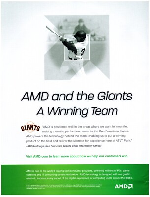 #ad #ad 2013 AMD Print Ad The San Francisco Giants A Winning Team Baseball ATamp;T Park $12.50