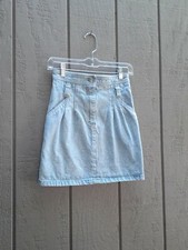 Vtg 90s Rainbow Creek Denim Jean Skirt Girls 10 / 25" Waist / Pleated  Pockets