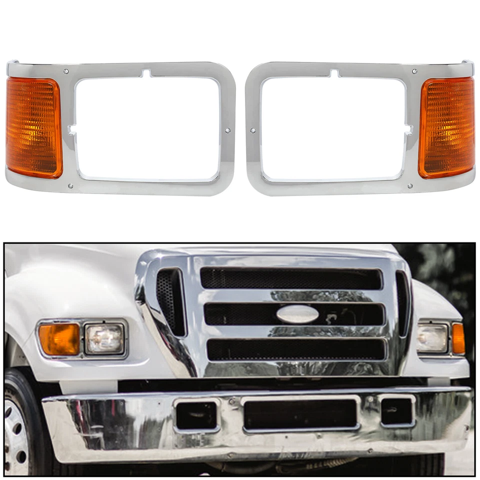 Borde de bisel de faros apto para Ford F650 F750 2000-15 izquierda derecha conductor pasajero Foto 2 de 4