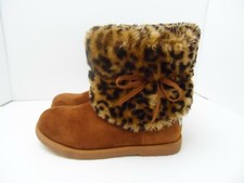 MAKALU California BOOT Plush Leopard Faux Fur, Full Length Zip Little Kid Girl 4
