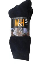 BNWT Mens Sz 7 to 11 Pack of 5 Smart Heavy Duty Black Navy Grey Work Socks