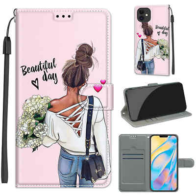 For Samsung S7 S8 S9 S10 S20 S21 Note 20 A32 A42 A12 Girl Flip Wallet Phone Case