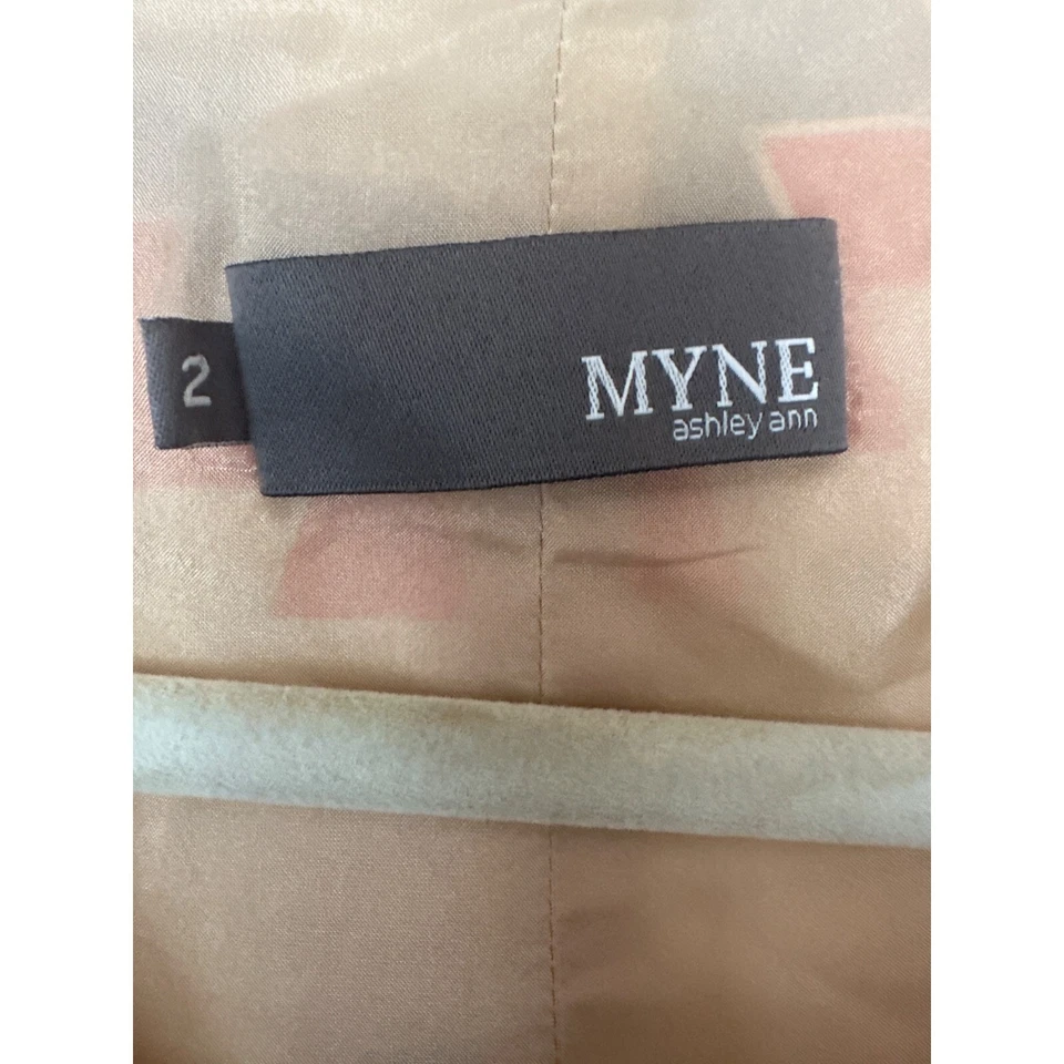 Vestido maxi Myne Ashley Ann seda tamanho 2 estampa geométrica sem mangas bege vermelho - Imagem 4 de 4