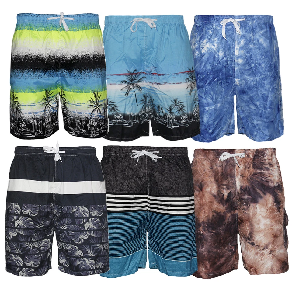 LeeHanTon Mens Swim Trunks Dry Fit Elastic Waist Drawstring Suit Beach Shorts