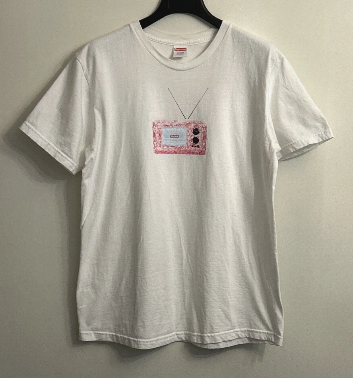 Supreme T Shirt Size Large Unisex Beige Pink Tv Fuzzy Graphic Tee USA