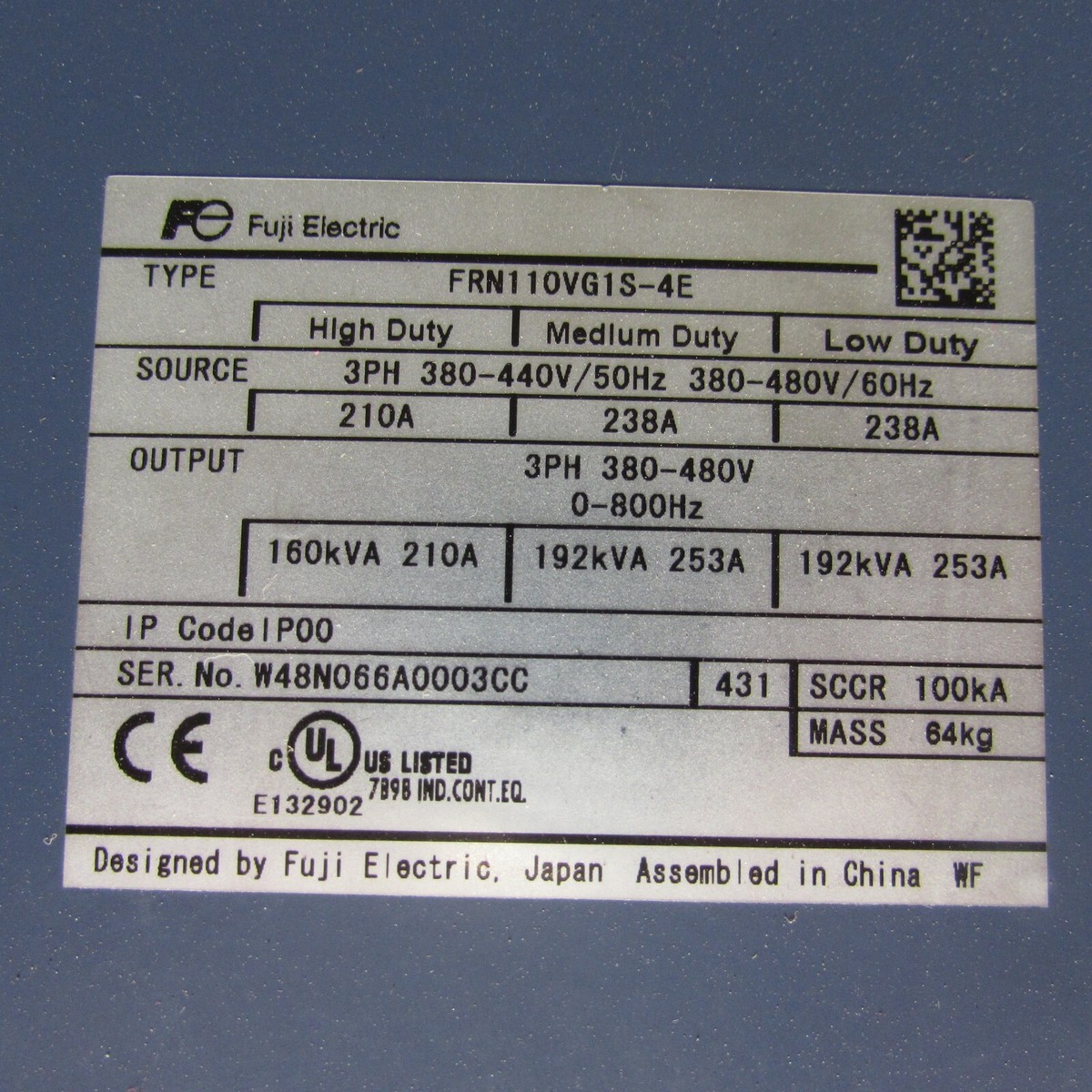FUJI ELECTRIC FRENIC-VG, FRN110VG1S-4E, 110kW INVERTER, XLNT FUJI ELECTRIC FRENIC-VG, FRN110VG1S-4E, 110kW INVERTER, XLNT