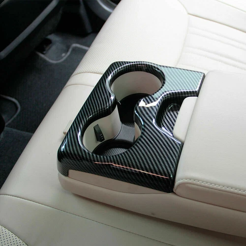 For Chrysler 300C 2015-2021 Carbon Fiber Rear Armrest Cup Holder Cover Trim ABS - Picture 4 of 10