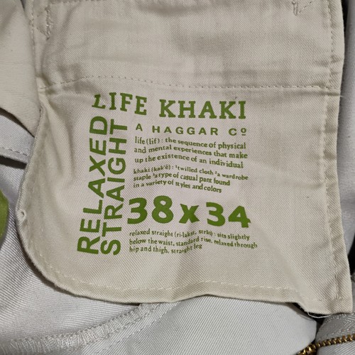 Haggar Khaki Pants Men's Size 38x34 eCLo Life LK Relaxed Straight 5 Pocket - Picture 5 of 8