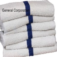 60 pack new large beach resort pool towels in center blue stripe 24x48