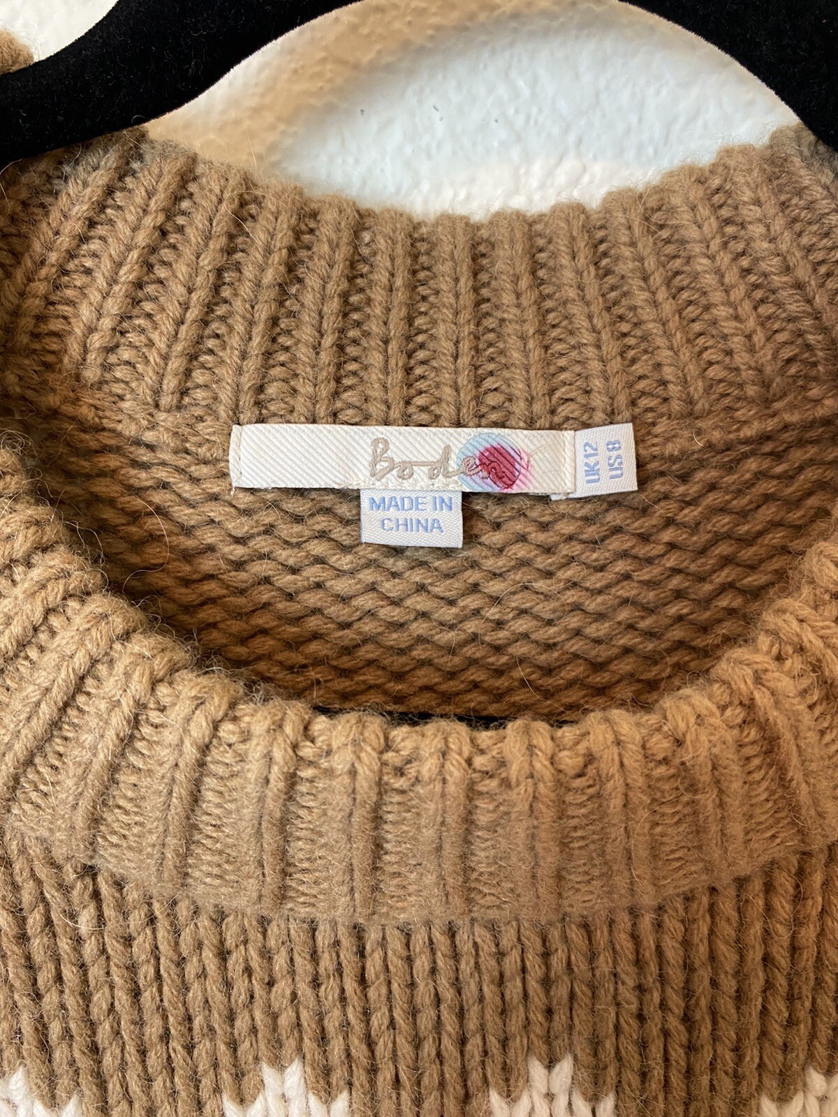 Boden Chevron Yoke Sweater Chunky Knit 
