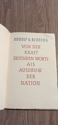Binding, Von Der Kraft Deutschen Worts - Handschriftliche Widmung Gretha Jünger